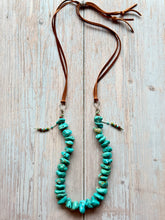 Load image into Gallery viewer, Autumn Refresh  Rugged Kingman Nugget Leather Adjustable Necklace
