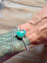 Load image into Gallery viewer, Matte Sterling Silver Kingman Turquoise Cuff Bracelet
