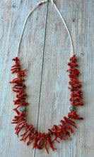 Load image into Gallery viewer, Red Coral Stick and Liquid SterlingSilver Necklace
