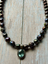 Load image into Gallery viewer, SALTY COLLECTION Aquamarine and Peacock Baroque Pearl Sterling Silver Necklace
