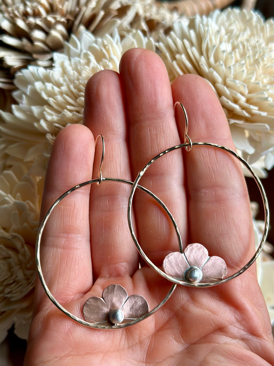 Mixed Metal Petal Earrings