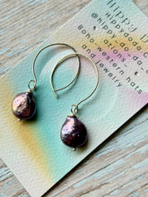Load image into Gallery viewer, Sterling Silver Iridescent Peacock Pearl  Earrings
