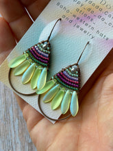 Load image into Gallery viewer, Rustic Copper Beaded Petal Fan Earrings, Hypoallergenic
