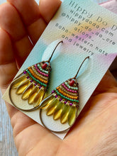 Load image into Gallery viewer, Rustic Copper Beaded Petal Fan Earrings, Hypoallergenic
