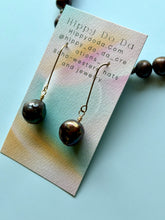 Load image into Gallery viewer, Beautiful Peacock Iridescent Luster Baroque Pearl Gold Fill Dangle Earrings
