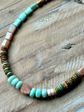 Load image into Gallery viewer, Peach Moonstone and Turquoise Beaded Necklace
