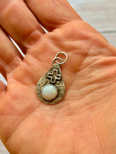 Load image into Gallery viewer, Oxidized Australian Opal and Cross Sterling Silver Pendant
