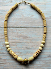 Load image into Gallery viewer, Vintage Brass and Carved Bone Beaded Necklace
