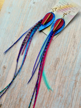 Load image into Gallery viewer, Light As A Feather FUN Rooster Feather Gold Earrings
