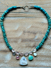 Load image into Gallery viewer, Moonstone and turquoise beaded necklace
