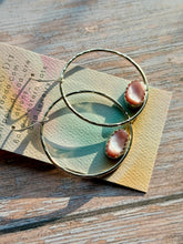 Load image into Gallery viewer, Pink Mussel Shell Sterling Silver Hoop Dangle Earrings
