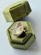Load image into Gallery viewer, Black Mother of Pearl Sterling Silver Ring, size 5.75
