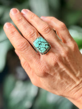 Load image into Gallery viewer, Rare Hubei Turquoise Sterling Silver Ring, size 7.75
