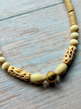 Load image into Gallery viewer, Vintage Brass and Carved Bone Beaded Necklace
