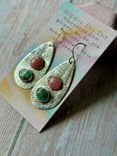 Load image into Gallery viewer, Guava Quartz and Sonoran Gold Boho Sterling Silver Earrings
