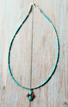 Load image into Gallery viewer, Southwestern Vintage Kingman Turquoise Tube Silver Necklace
