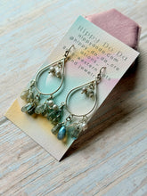 Load image into Gallery viewer, Vintage Labradorite and Grey Freshwater Sterling Silver Dangle Earrings
