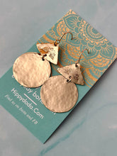 Load image into Gallery viewer, Color Therapy Boho Geo Sun Stamped Gold Fill Dangles
