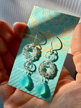 Load image into Gallery viewer, Bohemian Labradorite and Aqua Chalcedony Asymmetrical Sterling Silver Earrings
