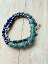 Load image into Gallery viewer, Autumn Refresh Vintage Sea Glass and Sodalite Gemstone Necklace
