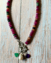 Load image into Gallery viewer, Sugar Plum Jade Beaded Carabiner Necklace
