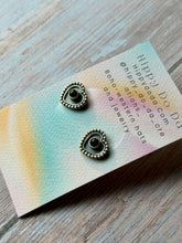Load image into Gallery viewer, Black Onxy Heart Shaped Sterling Silver Post Earrings
