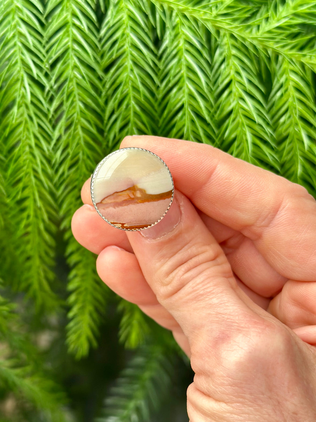 Picturesque Polychrome Jasper Sterling Silver Ring, size 7.25-7.5