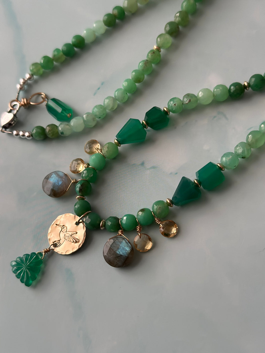 Color Therapy Mighty Green Mixed Metal Necklace