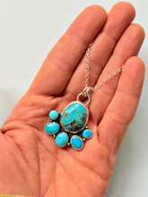 Load image into Gallery viewer, Kingman Turquoise Flower Cluster Sterling Silver Necklace
