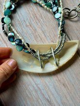 Load image into Gallery viewer, SALTY COLLECTION Vintage Shell Buckle Multi Strand Sterling Silver Necklace

