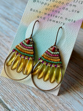 Load image into Gallery viewer, Rustic Copper Beaded Petal Fan Earrings, Hypoallergenic
