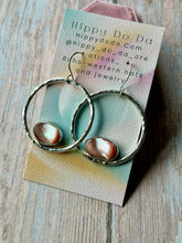Load image into Gallery viewer, Vintage Pink Mussel Shell ans Sterling Silver Hoop Dangle Earrings

