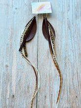 Load image into Gallery viewer, Light As A Feather FUN Garnet GAMEDAY Rooster Feather Silver Hoop Earrings
