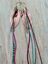 Load image into Gallery viewer, Light As A Feather FUN Rooster Feather Gold Earrings
