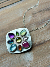 Load image into Gallery viewer, Multigemstone Floral Sterling Silver Necklace
