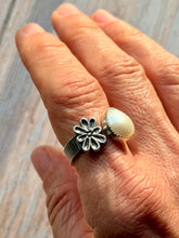Load image into Gallery viewer, Floral Pearl Open Ended Sterling Silver Ring
