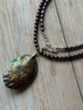Load image into Gallery viewer, Autumn Refresh Victorian Abalone and Peacock Pearl Sterling Silver Necklace
