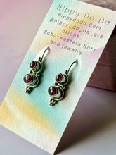 Load image into Gallery viewer, Garnet Sterling Silver Dangle Earrings
