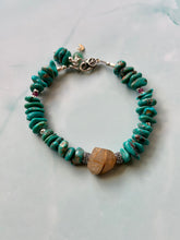 Load image into Gallery viewer, Rutilated Golden Quartz and Hubei Turquoise Sterling Silver Bracelet
