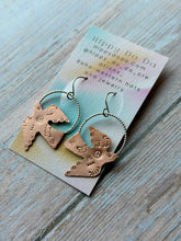 Load image into Gallery viewer, Mixed Metal Hand Stamped Copper and Sterling Silver Birdie Dangles
