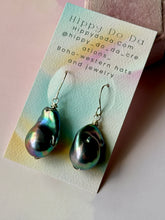 Load image into Gallery viewer, Mermaid Large Iridescent Peacock Baroque Pearl Sterling Silver Earrings
