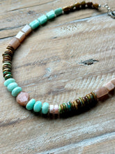 Load image into Gallery viewer, Peach Moonstone and Turquoise Beaded Necklace
