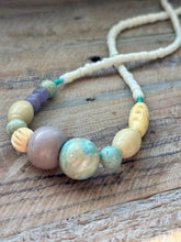 Load image into Gallery viewer, Vintage Glass, Pottery, Heishi Shell and Bone Beaded Necklace
