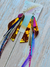 Load image into Gallery viewer, Light As A Feather FUN Rooster Feather Silver Earrings
