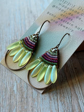 Load image into Gallery viewer, Rustic Copper Beaded Petal Fan Earrings, Hypoallergenic
