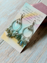 Load image into Gallery viewer, Vintage Labradorite and Grey Freshwater Sterling Silver Dangle Earrings
