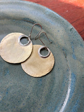 Load image into Gallery viewer, Hammered Boho Smooth Brass Disk Dangles
