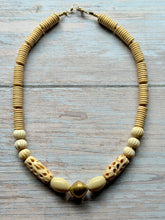 Load image into Gallery viewer, Vintage Brass and Carved Bone Beaded Necklace
