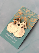 Load image into Gallery viewer, Color Therapy Boho Geo Sun Stamped Gold Fill Dangles
