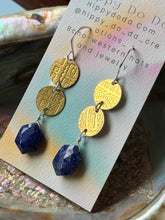 Load image into Gallery viewer, Mixed Metal Lapis Lazuli and Abstract Brass Dangle Earrings
